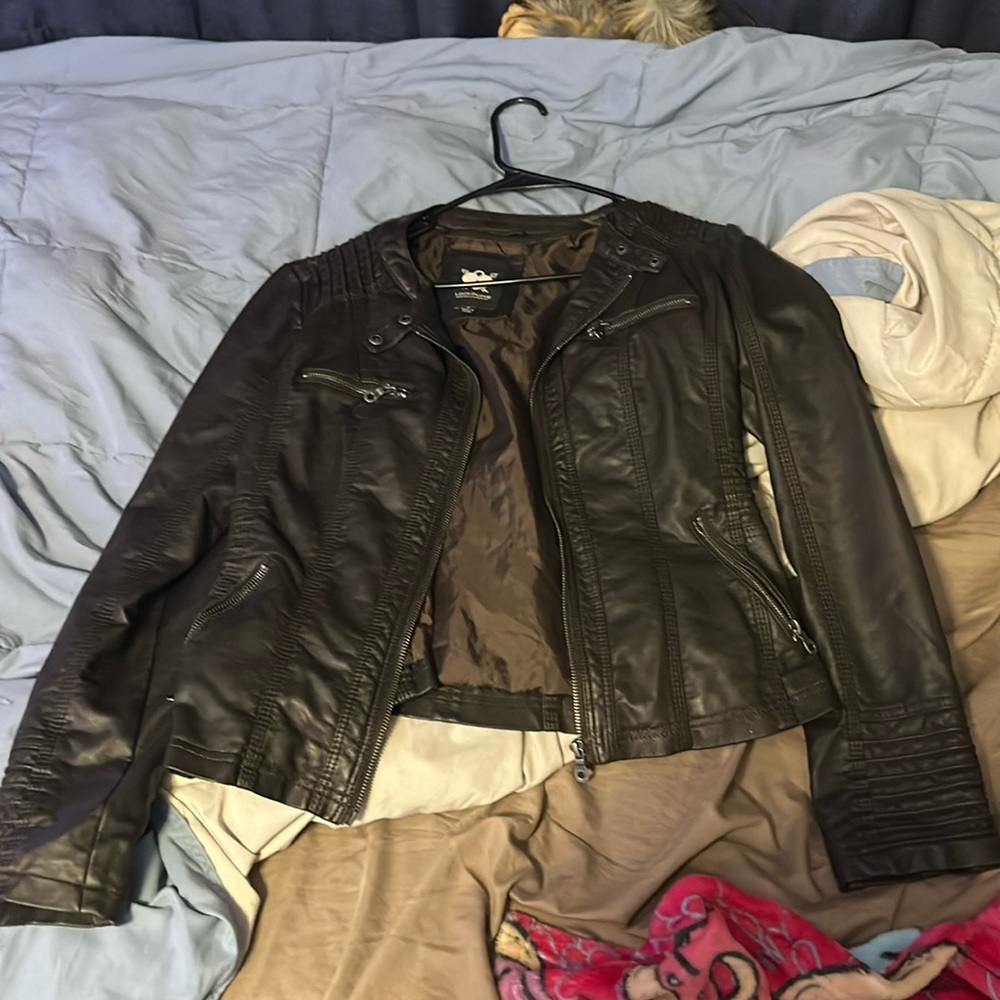 dark brown smooth leather jacket